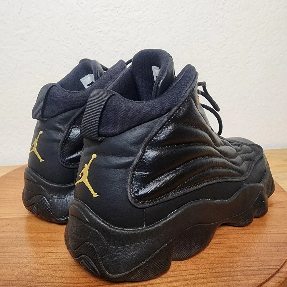 Jordan Shoes Youth Size 6.5Y Black Gold Leather Basketball Sneakers 407484-010